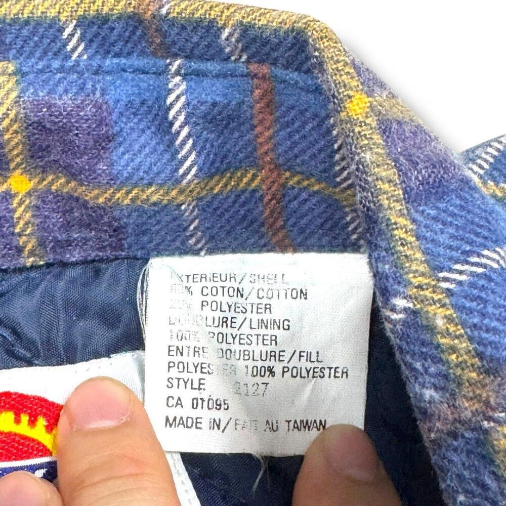 Vintage Dickies 90s Men’s Quilted Flannel Shirt Jacket Blue Plaid Size Medium - Picture 4 of 11